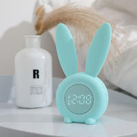 Bedroom mini cute baby rabbit children room decor bedside pink white motion sensor smart silicone night light clock